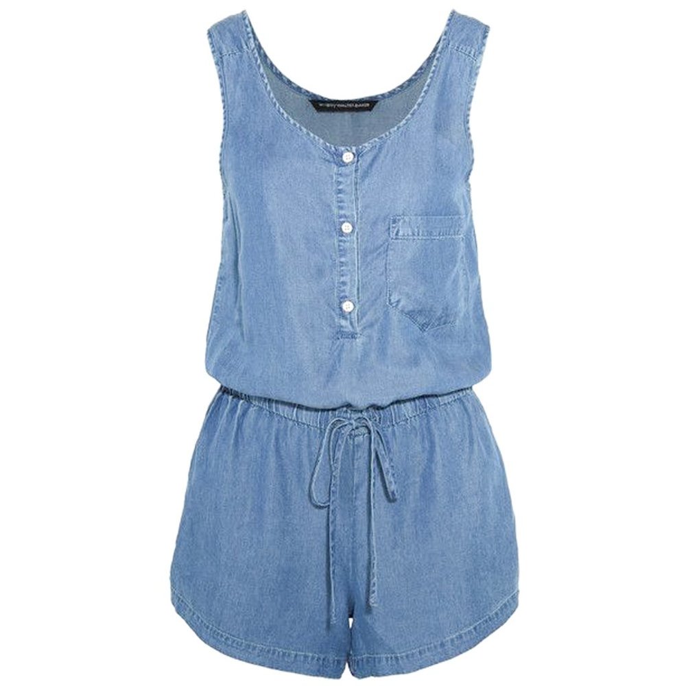 W118 WALTER BAKER Blue Denim Chambray 'Jessie' Drawstring Blouson Romper Size XS